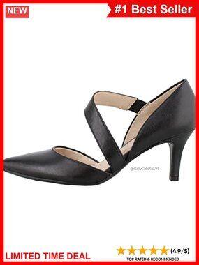 LifeStride Suki Pump Pointed Toe Crossover Strap Faux Leather Heel